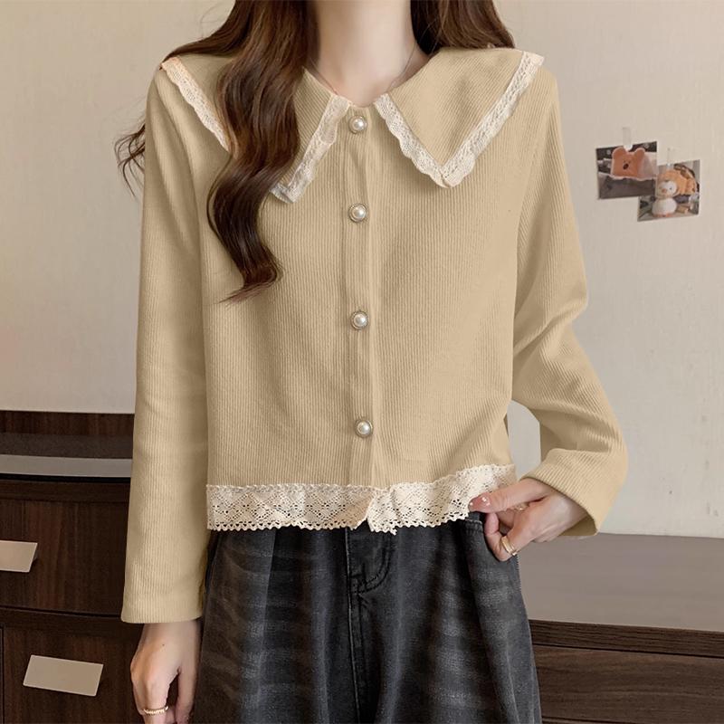 

VONDA Women Casual Lace Lapel Long Sleeve Shirts M хакі