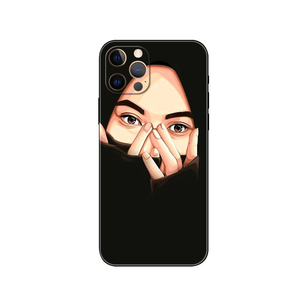 Hijab Gesicht Muslimisch Islamisch Handyhülle für iPhone 5 5s 2020se 6 6s 7 8 plus x 10 XR XS 11 12 13 mini pro MAX schwarz TPU Rückseite