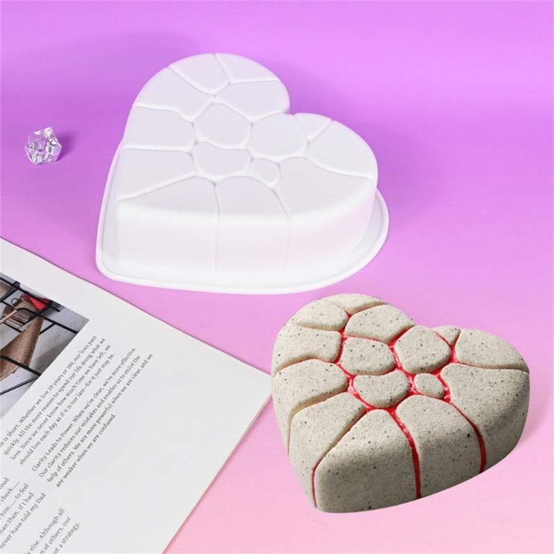 Crack Heart Silicone Molds Nonstick Mousses Cake Molds Cake Decorating Tool for Truffles Cheesecakes Easily to Clean