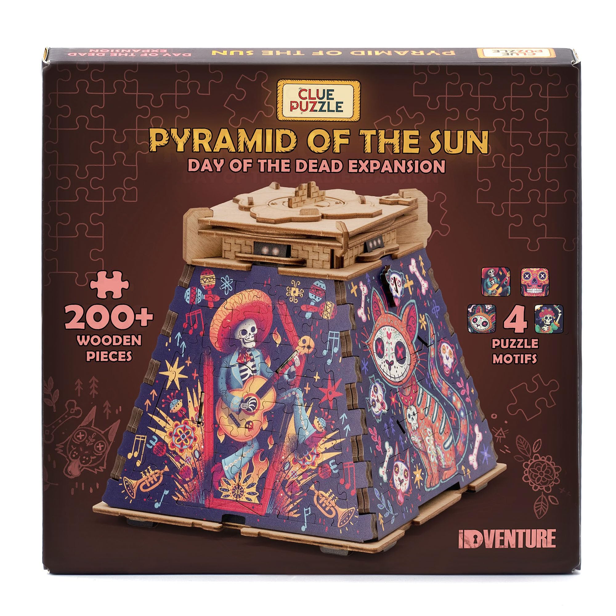 

iDventure Cluepuzzle Day of the Dead Wooden Pieces Escape Room Game Gift Box 4 Designs Puzzle 20x12cm Wooden Puzzle for Adults and Ages Gift Hobby