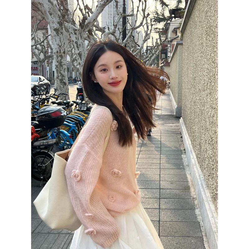 

Топ из мягкого клейкого мохера, вязаный в розовом цвете в французском стиле, свободного кроя, весна 2025, тонкий свитер, женская накидка Pink Quality Edition XL