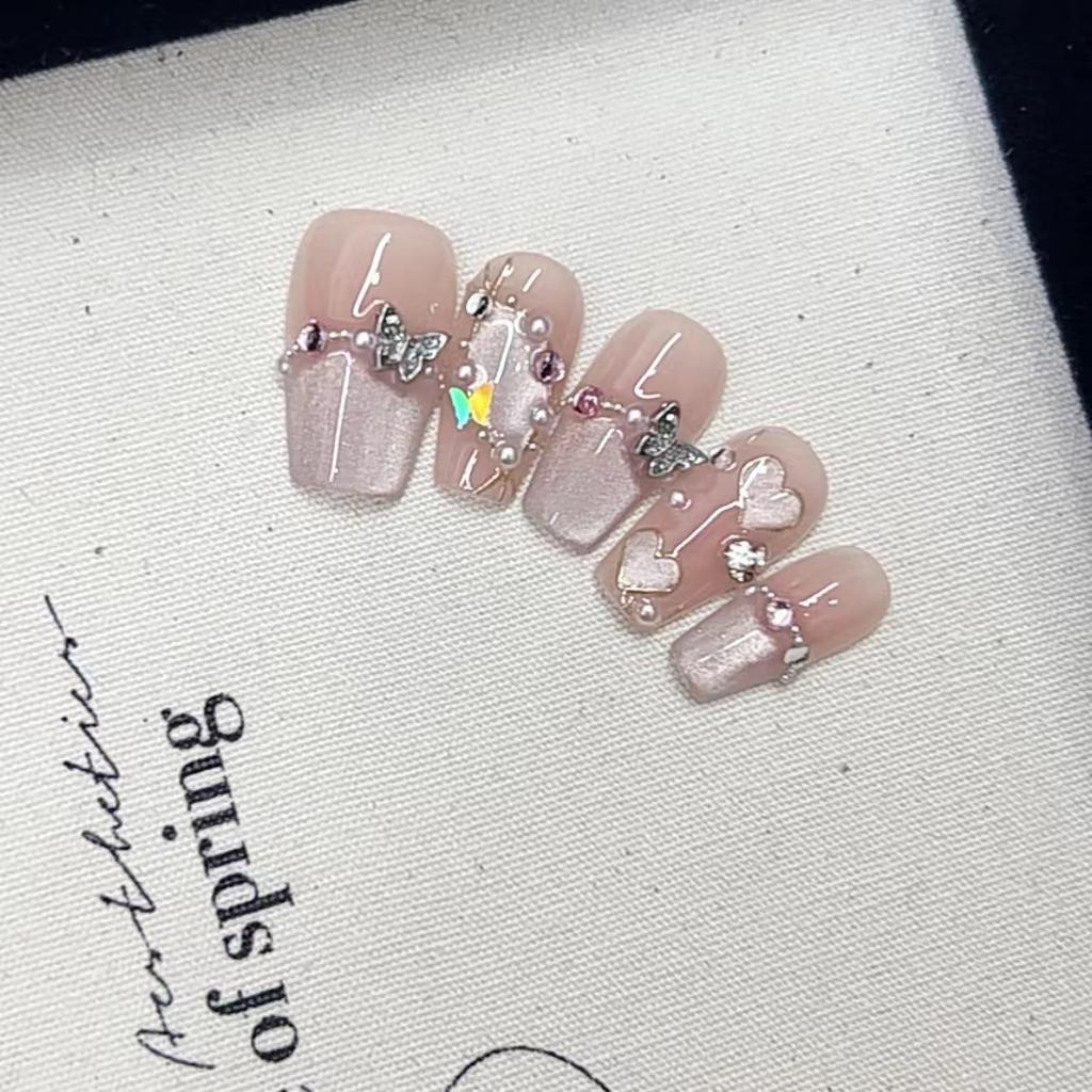 Pure Handmade Phototherapy Wear Nail Tablets for Girls' Soda Wear Nails Finished Product Reusable Nail Patches