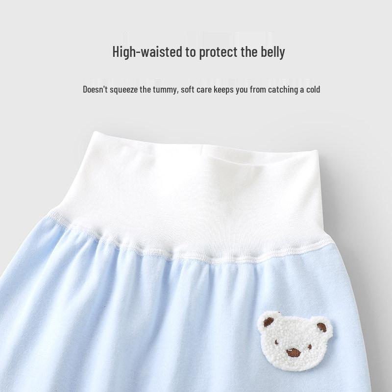 Youqi High Waist Belly Protection Children's Leggings - Open Crotch, Autumn/Spring Pants for Boys and Girls