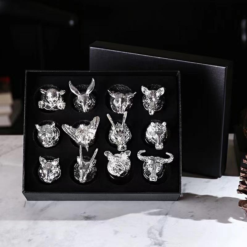 Twelve Zodiac Liquor Wine Glass Chinese Retro Wine Set Chinese Baijiu Drinkware Multipurpose & Reusable Perfect for Gifting