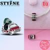 Copper Christmas Charm Series Colorful Zirconium Snowflake Christmas Hat Beads For Women'S Bracelet Jewelry Gift