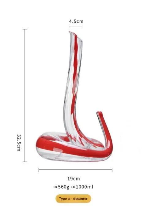 Caraffa in Vetro Soffiato Artificialmente a Forma di Serpente Separatore di Vino Articoli da Bar Caraffa Senior Dispenser Domestico per Vino 1000ml