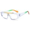 Square Blue Light Blocking Reading Glasses for Men Fashion Yellow Small Frame Double Bridge Hollow Out Prescription Eyewear