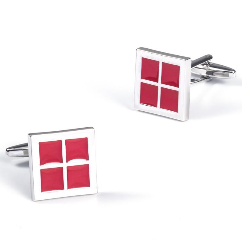 

Square Drop Glue Colored Dot Painted Metal Cufflinks Men s French Shirt Natural красный