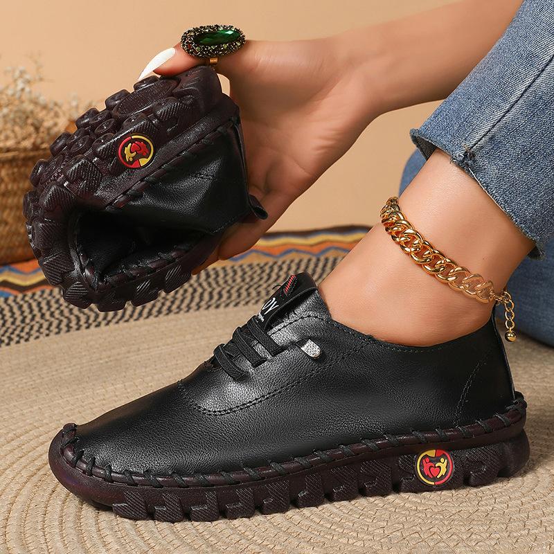 Summer real soft leather single shoes women's comfortable flat non-slip mother shoes soft sole casual sports