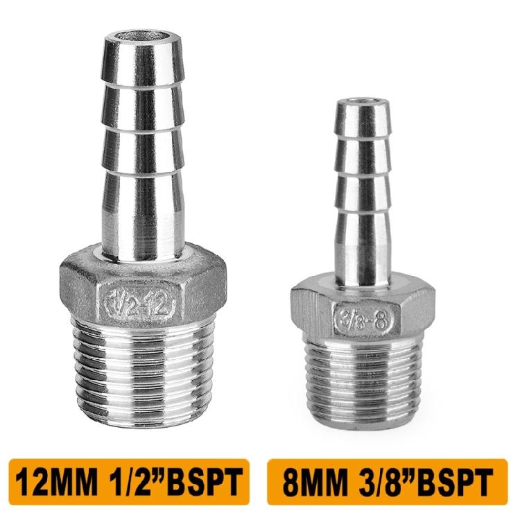 8mm 12mm 3/8" 1/2" Oțel Inoxidabil Filet Mascul BSP Fiting pentru Țevi Barb Conector Furtun
