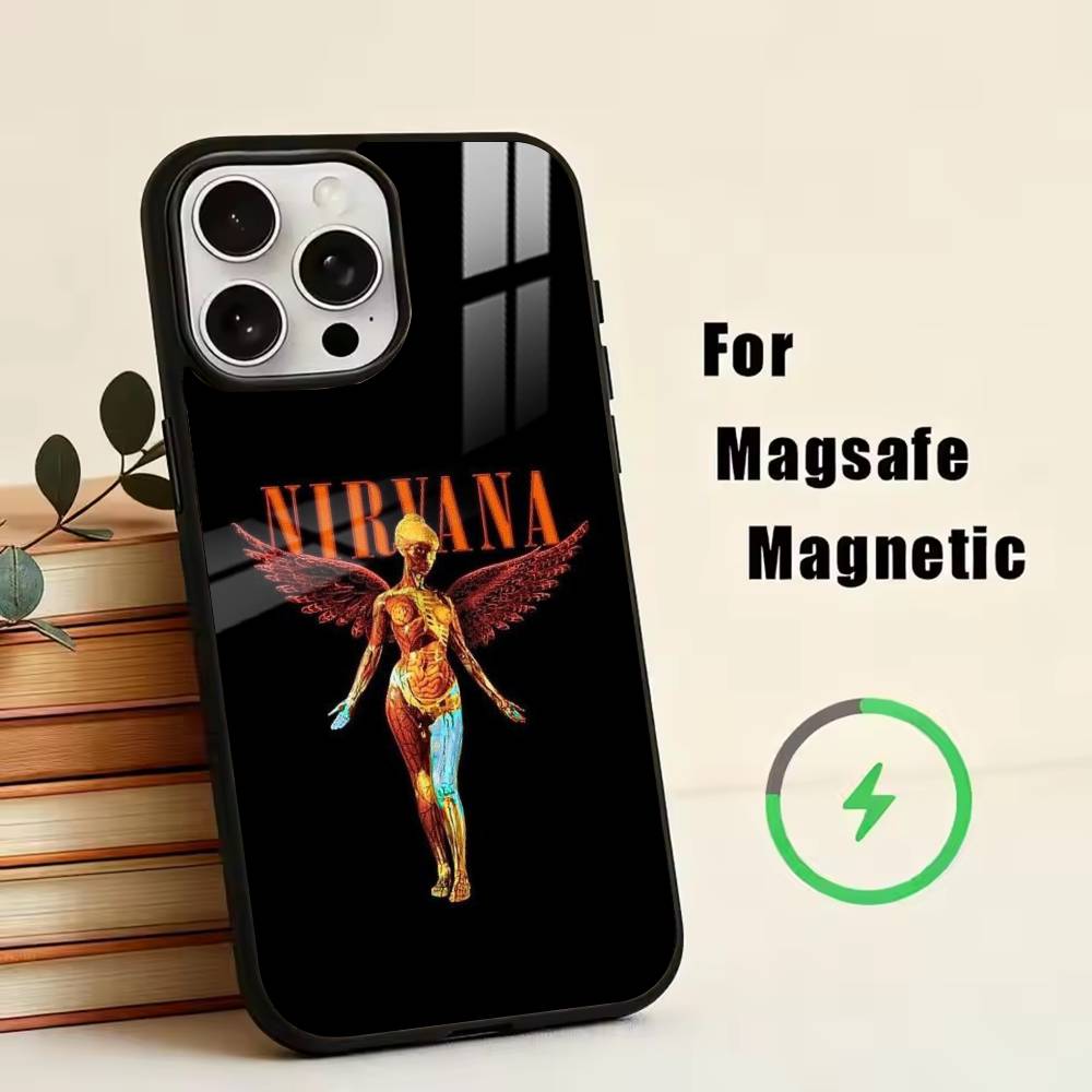 N-Nirvana  Phone Case For iPhone17,16,15,14,13,12,11 Plus,Pro Magnetic For Magsafe Wireless Charging
