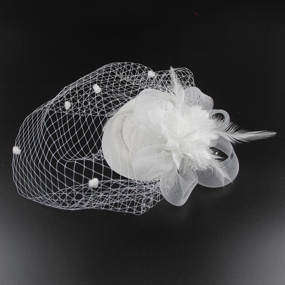 Mesh Dots Small Fedoras Headwear Headband Flower Veil Hair Clips Women Mini Mesh Hat  Dinner Party