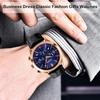 Watches for Men Black Leather Strap Arm Watch Chronograph Waterproof Brand Analog Business Stylish Casual Luminous Watch Luxury Gift Blue Watches for