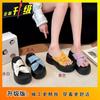 Muffin Bottom Heightened Open-toed Cool Slippers 2025 New Fairy Foreign Style One-word Slippers Women Wear In Summer