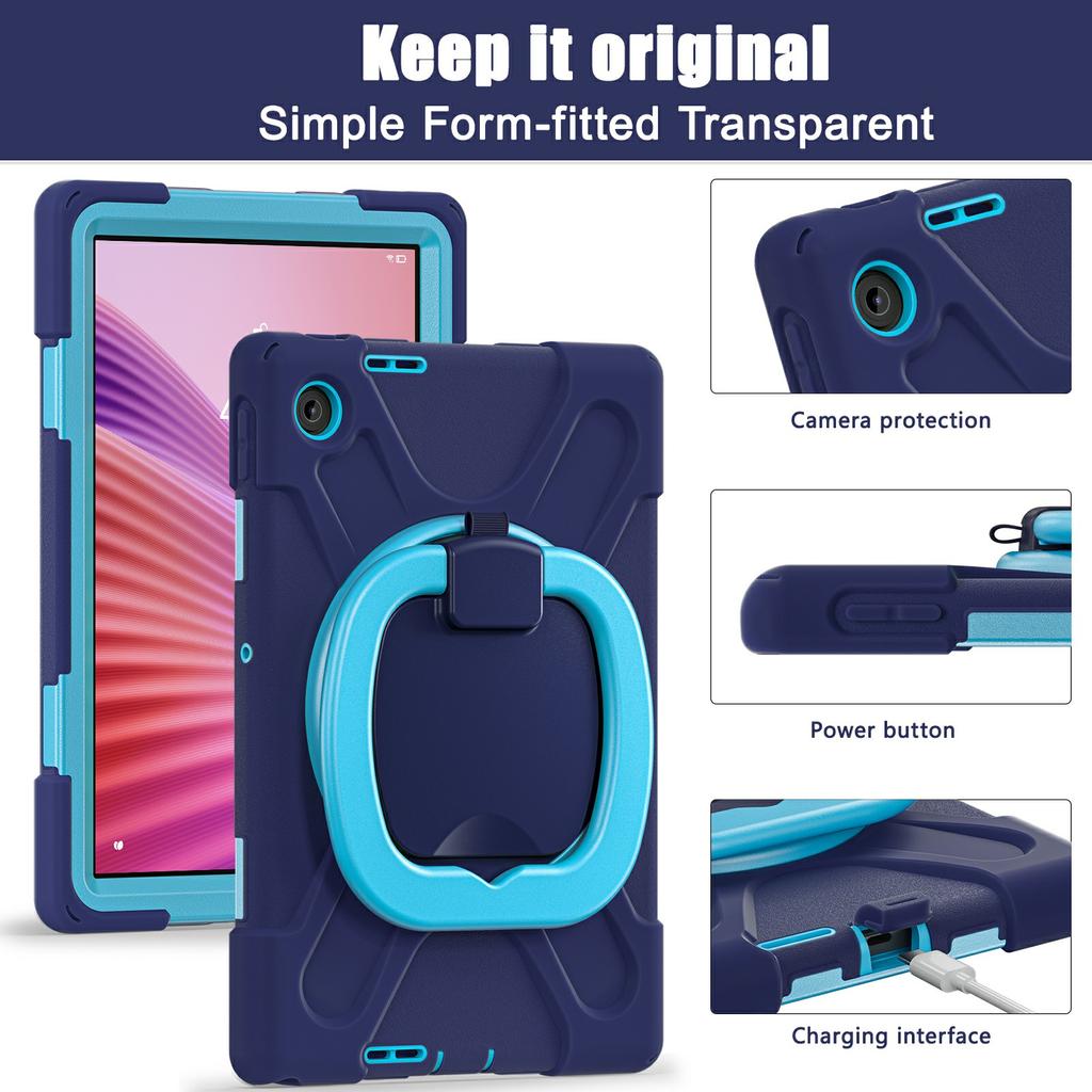 For Lenovo Tab 10.1 (2025) TB311XU/Zhaoyang K10C Case TPU + PC + Silicone Tablet Cover Swivel Kickstand Handle Grip