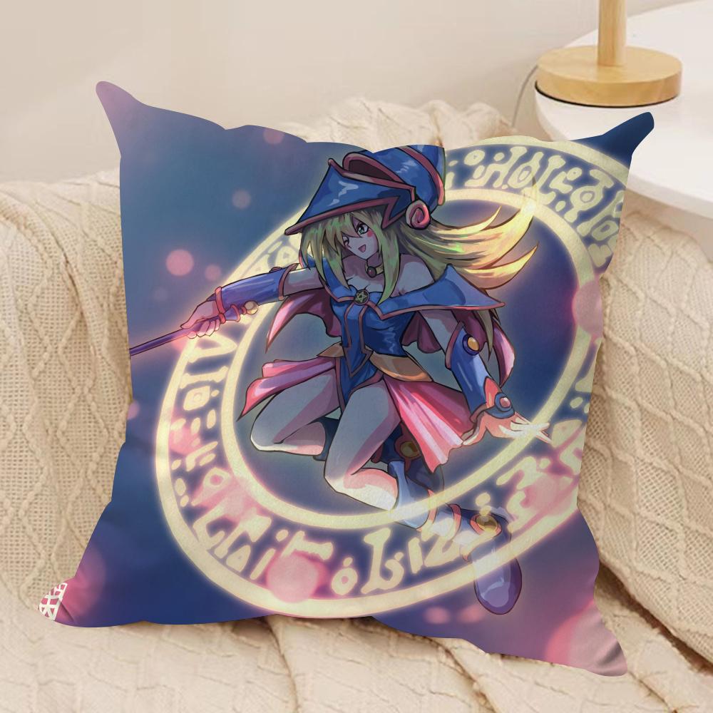 Dark M-Magician Girl Cushion Cover Silky Short Plush Invisible Zipper Dustproof Sofa Pillow Case For Home Decor