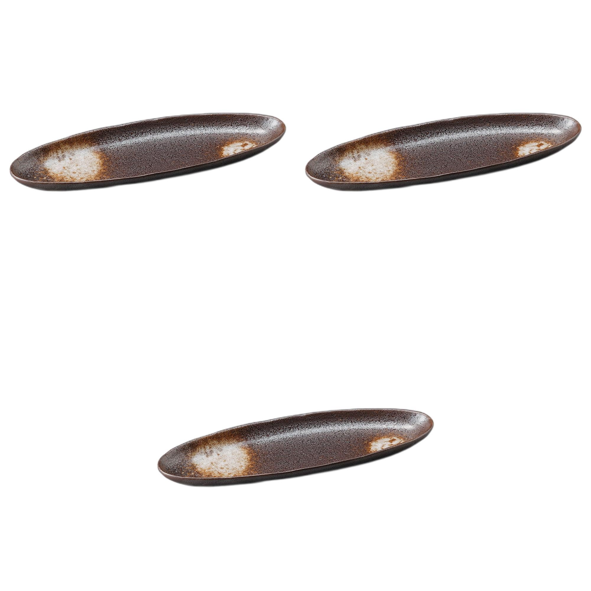 

Setomonohonpo Set of 3 Black Crystal Ceramic Trays x 11 x Long Plates (Setomonohonpo) [32 3cm]