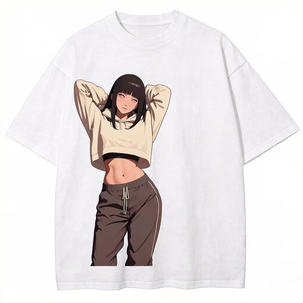 Hena Hachimiya Haruz Durable Denim Tshirt with Naruto Anime Pattern Printed Cotton Streetwear for Parents and Children S