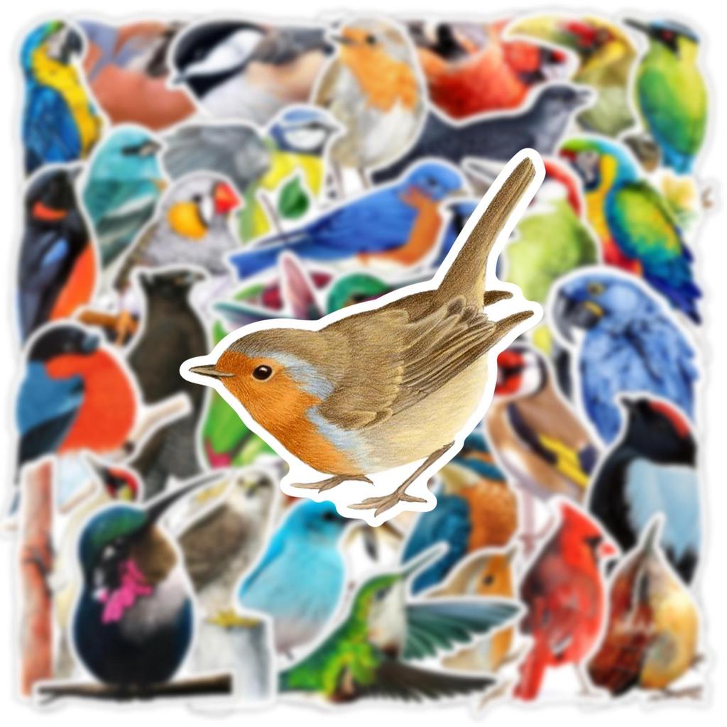 50 Colorful Bird Graffiti Stickers for Phone Cases, Guitars, Tablets, Laptops – Waterproof PVC