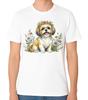 Cute Shih Tzu Dog Floral T-Shirt Puppy Lover Animal Unisex Tee