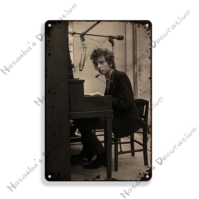 Folk Music Poster Bob Dylan Decorative Sign Rusty Metal Sign Home Bar Cafe Wall Decor Metal Plaque Wall Plate Industrial Decor