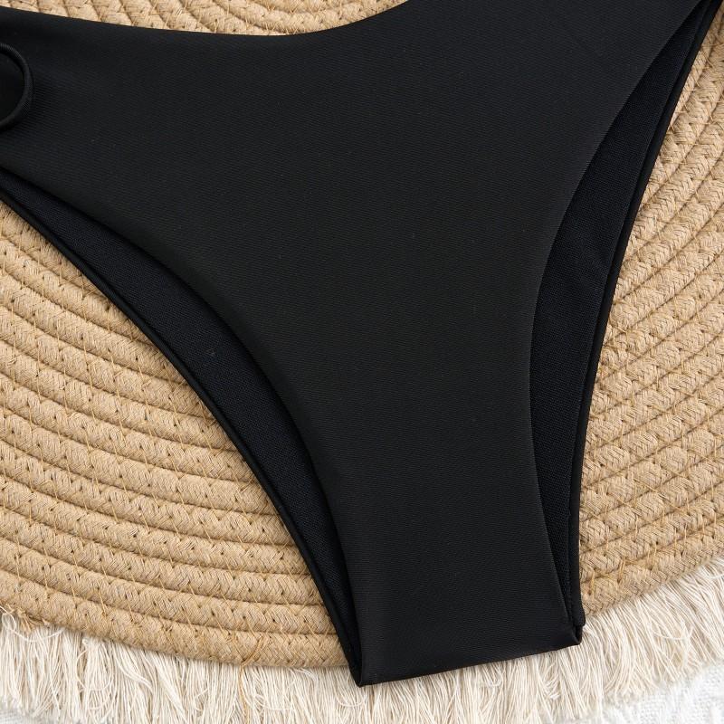 Swimsuit Suit Sexy Flower Solid Color Strap Bikini Split