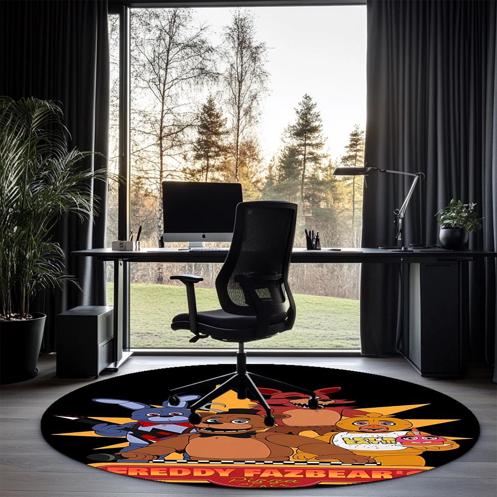 Five Nights at Freddy's Bedruckter Runder Teppich Teppichboden Stuhlteppich Bereichsteppich Eingang Fußmatten, für Bürostuhl Wohnzimmer Schlafzimmer Küchenraum.