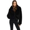 Womens Brown Faux Fur Short Coat Loose Fit High Neck Warm Winter Jacket Casual Outdoors