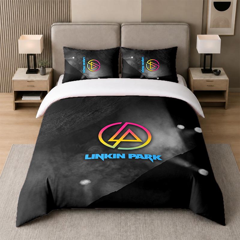 Set Biancheria da Letto 3 Pezzi Linkin Park Lenzuolo Morbido e Due Federe Decorazione Camera da Letto