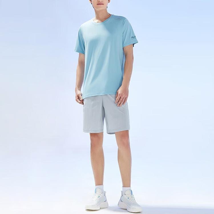 Anta Running Series Logo Round Neck Pullover Short Sleeve T-Shirt Men Tops Sunny-Smoky-Blue 152325117-1