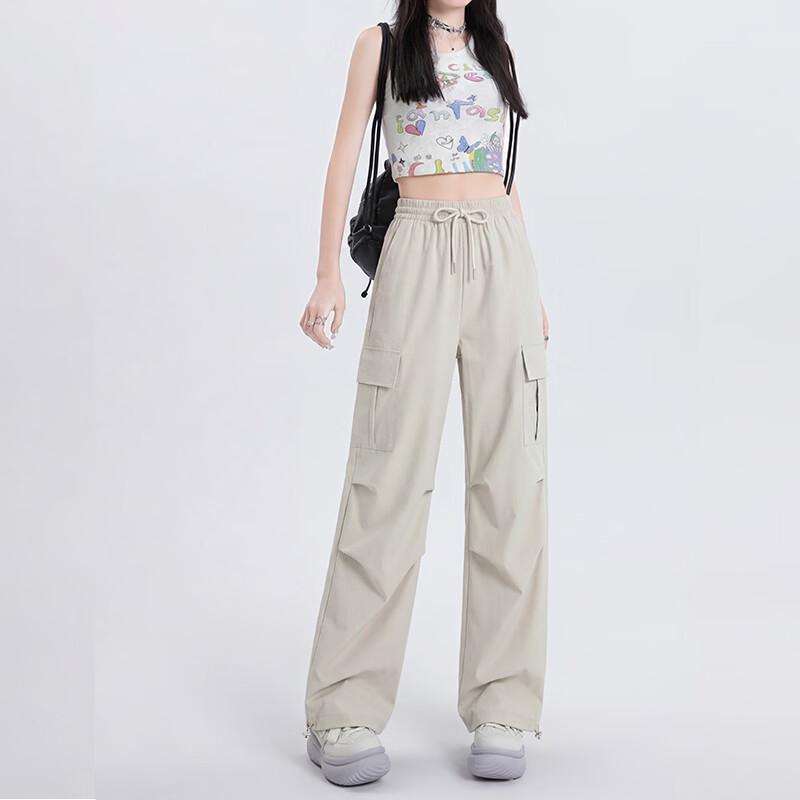 MJ STYLE Women's High-Waist Straight-Leg Cargo Pants