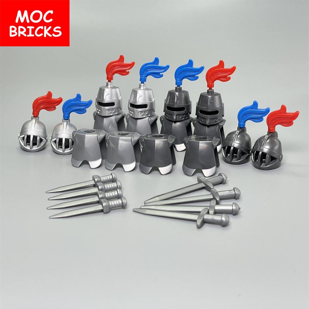 MOC Blocks Medieval Knights Rome Armour sword Soldiers Weapons Helmet Action Figure Learning Accessories Construction Block Toy
