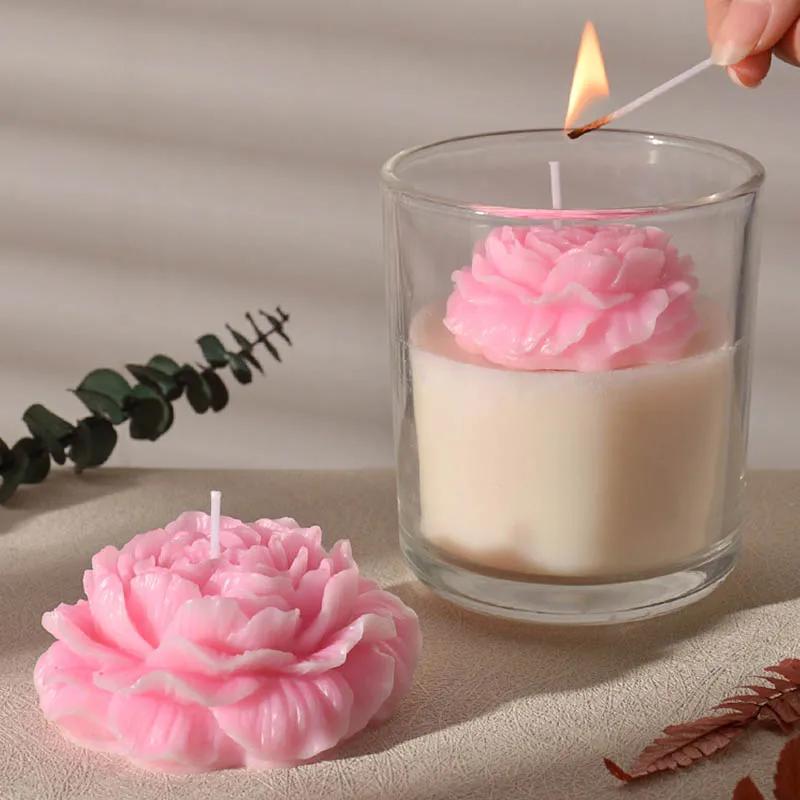 Neue 3D Große Pfingstrosenblüte Silikon Kerzenformen DIY Blumen Kerze Gips Harz Seife Schokolade Herstellung Form Valentinstagsgeschenk