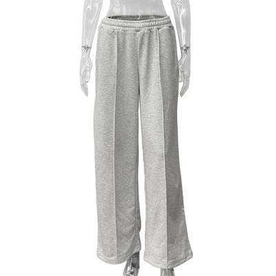 Herfst en Winter Effen Kleur Casual Wijde Pijp Elastische Taille Dames Jogging Sportbroek