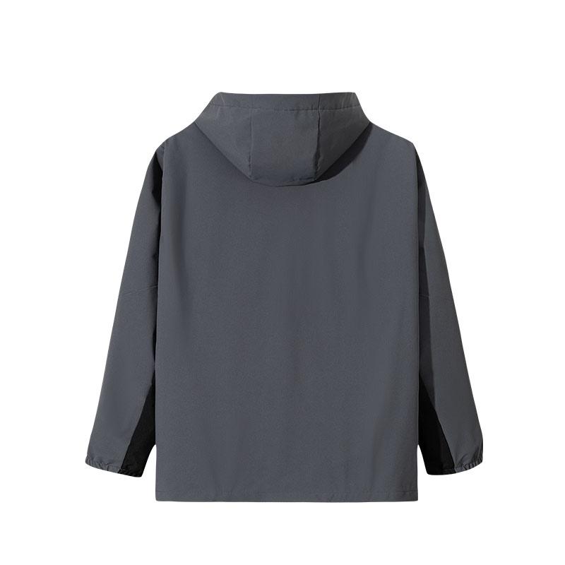 Anta Color Block Zip Up Hooded Comfortable Breathable Versatile Jacket Men Jacket Gray Black 152517616-1