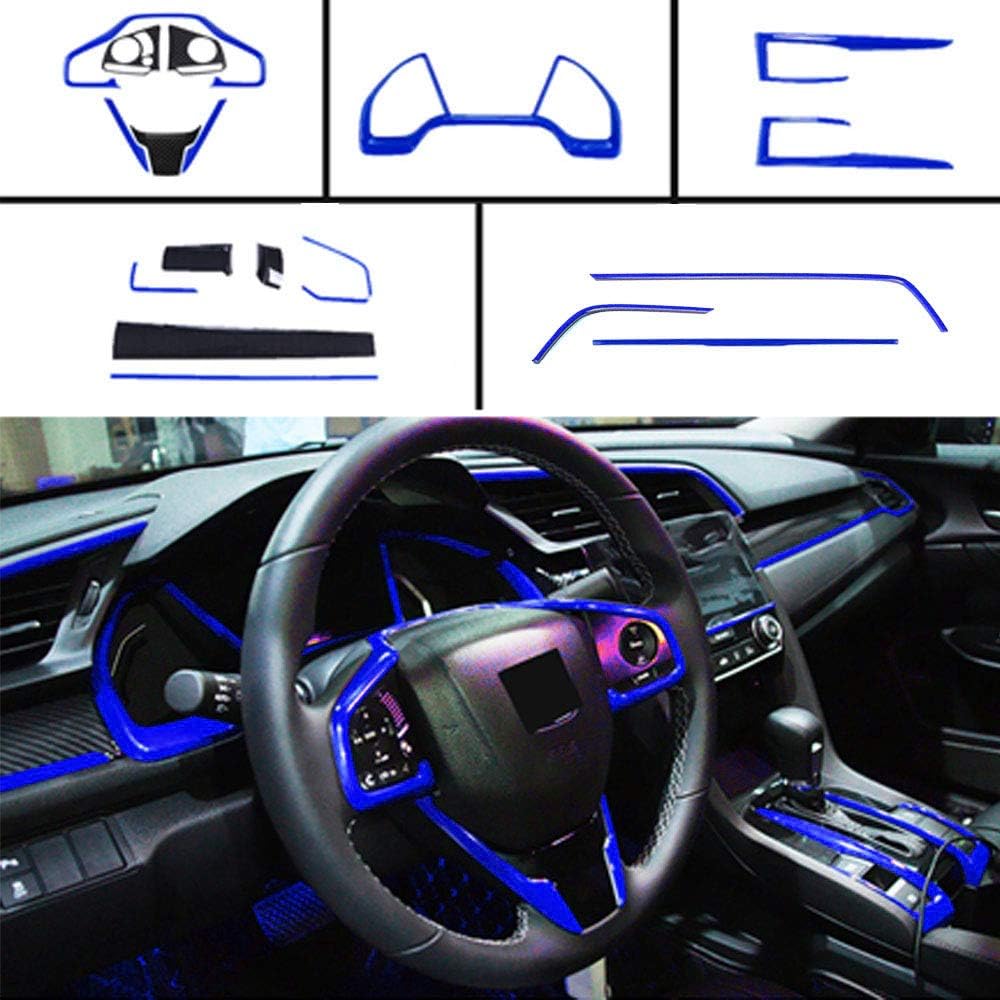 

Horry ABS Carbon Fiber Print Steering Wheel Cover Instrument Panel Decorative Air Outlet Center Console Moulding Trim Full Set of Interiors
