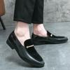 British Style Plus Size Men's Patent Leather Loafers with Pointed Toe and Rubber Sole