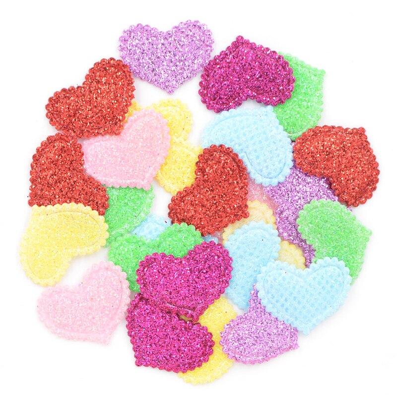120 stk Multicolor Glitter Hjerteapplikasjoner Stofflapper for håndverksklær Bryllup DIY Scrapbooking tilbehør