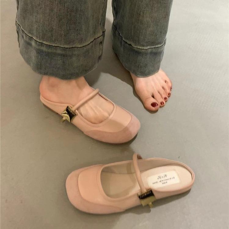 Gentle fairy wind half slippers female spring 2025 new French elegant niche with skirt soft-soled evening shoes