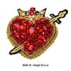 Red Heart Bead Embroidery Patch for DIY Clothing