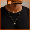 Vnox Men Cross Necklace, Gold Silver Plated Zircon Copper Cross Pendant, Stainless Steel Box Chain, Faith Jewelry Gift for Him