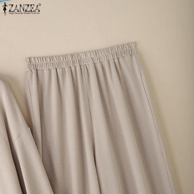 ZANZEA Women Long Sleeve Blouse and Pants Spring Casual Two Piece Sets