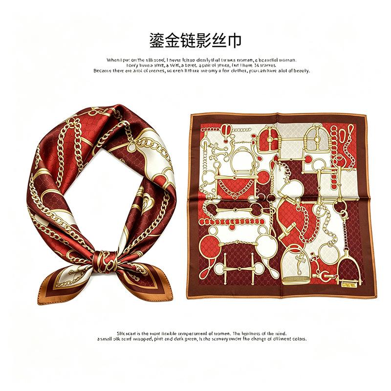 [111 mulberry silk] Korean version of classic cashew nut flower bag headscarf, small square scarf, shirt, suit, thin silk silk scarf