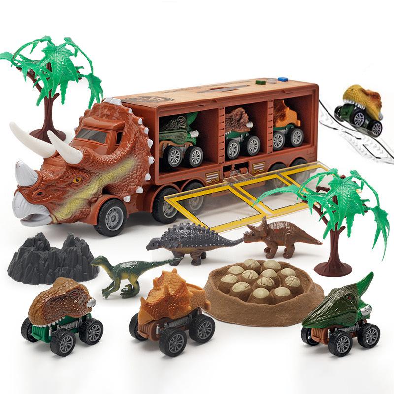 

Детский грузовик-динозавр со звуком, легкий транспортный автомобиль, игрушечный динозавр, фигурки животных, модель тираннозавра, игрушка в подарок для мальчика