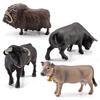 4 types Bull Buffalo Bison Model Simulation Cattle Animal Action Figure Figurine Educational Toys for Children Home Decor Gift