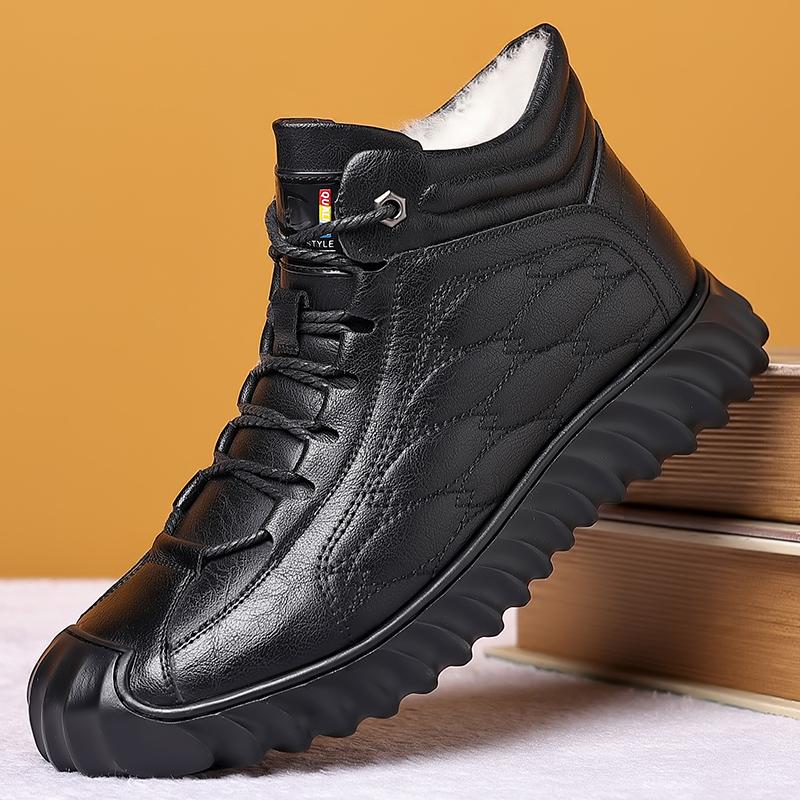 

Мужские зимние плюшевые утепленные хлопковые ботинки для защиты от холода и снега, удобная уличная повседневная обувь, модные полусапожки 44 чёрный
