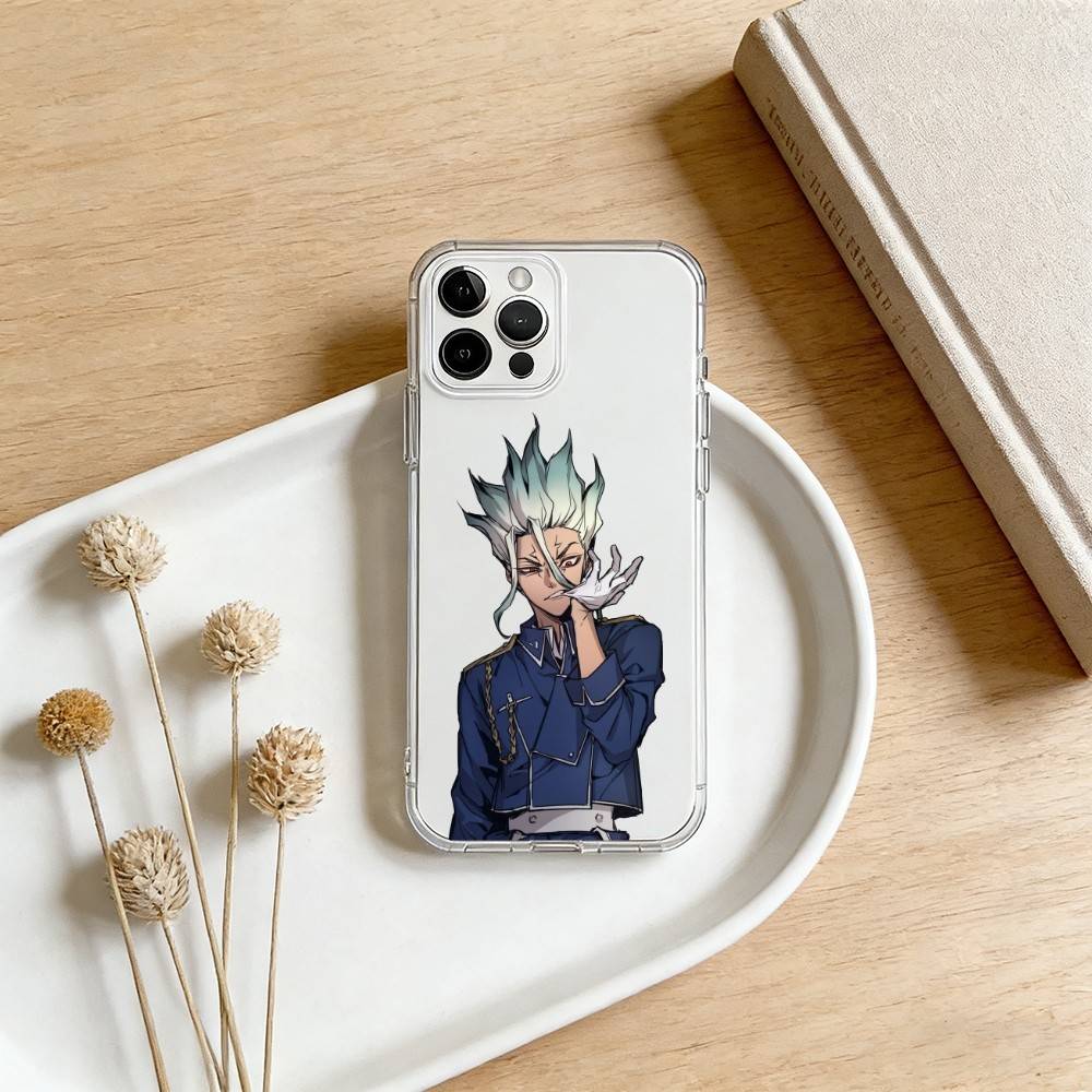 D-Dr S-Stone A-Anime Phone Case For iPhone 17 16 15 14 13 12 11 Mini Pro Max Plus Transparent Cover