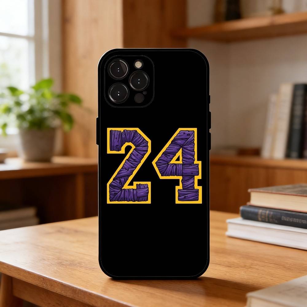 K-Kobe B-Bryant 24 Phone Case For iPhone17,16,15,14,13,12Plus,Pro Max,XS,5G Soft Silicone Black Cover