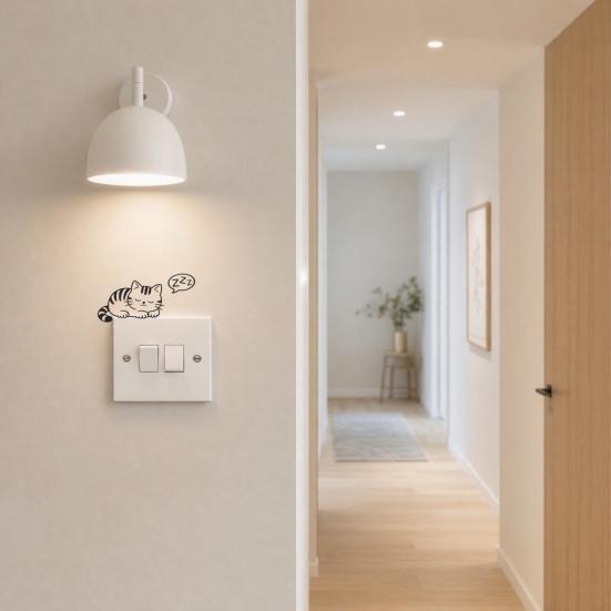 Yangyizhi Lichtschalterplatten-Aufkleber, Cartoon Schläfriges Kätzchen Aufkleber, Niedliche Wandaufkleber für Schalter, Steckdosen, Schlafzimmer, Wohnzimmer