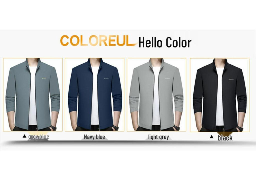 Men's Korean Style Stand Collar Jacket - 2026 Spring/Summer Fashion - Casual Business Solid Color Trendy Versatile Top